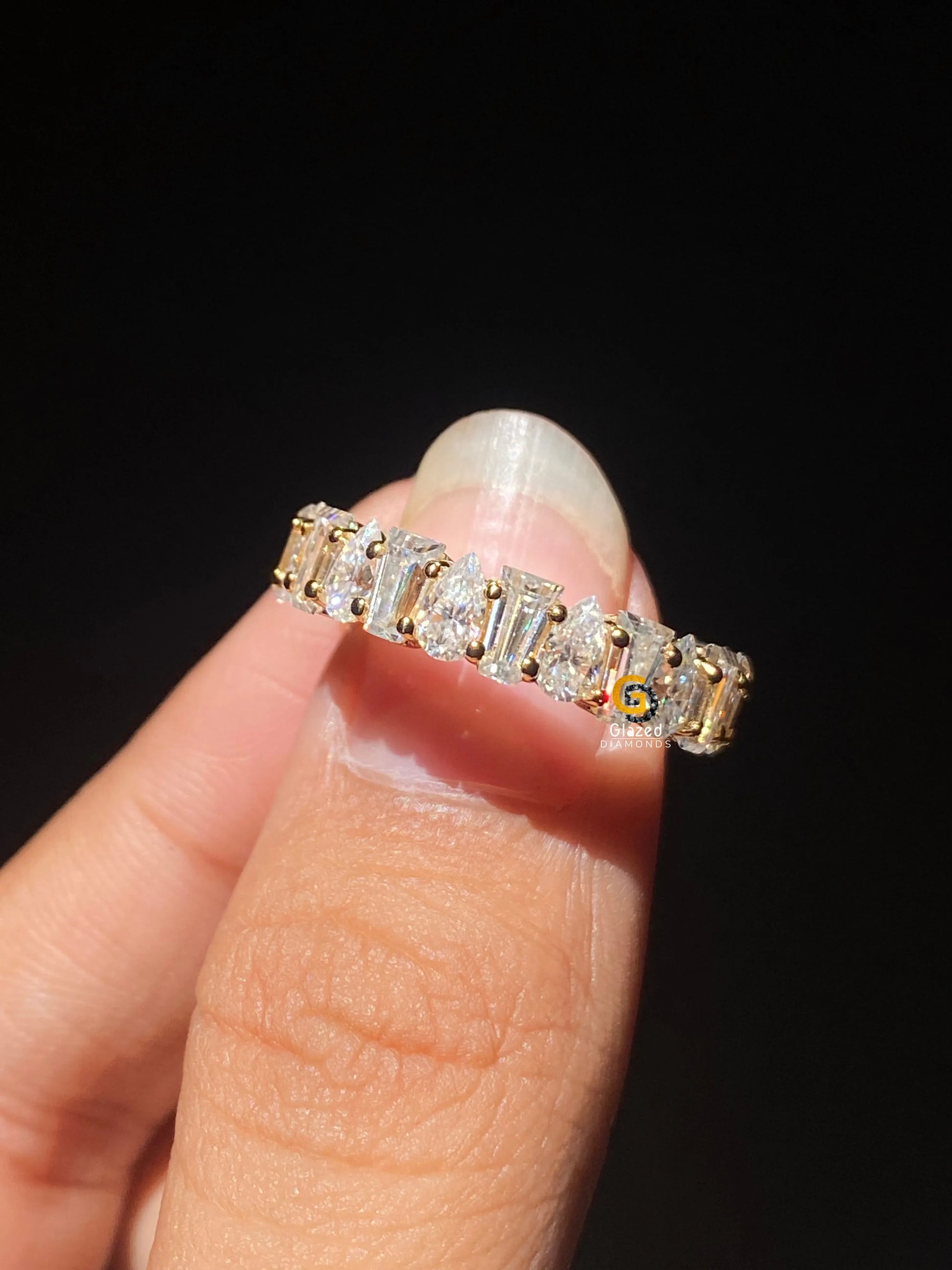 Pear_Baguette Cut Moissanite Band 2