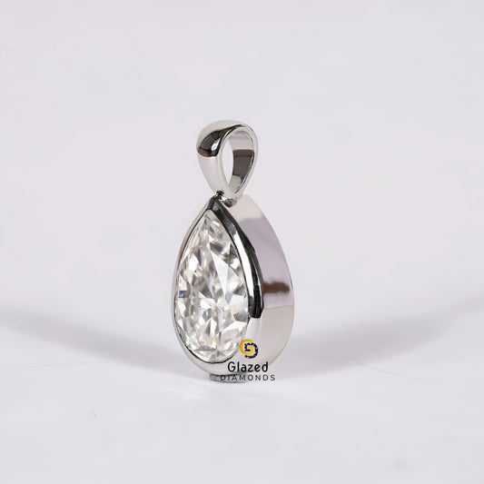 Pear Bezel Set Lab Diamond Pendant For Her