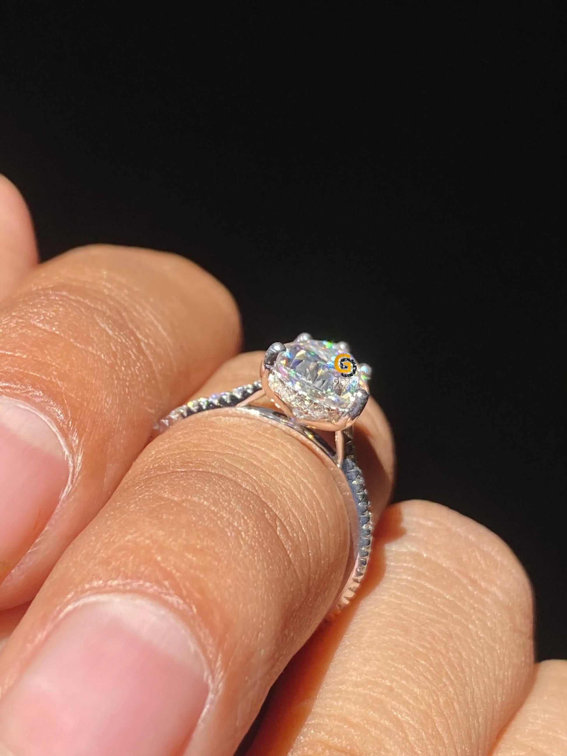 Pear Diamond Pave Set Ring