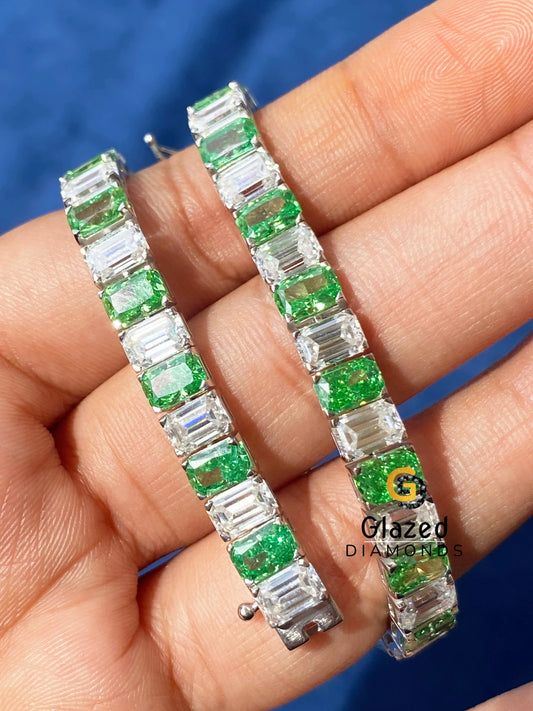 Radiant_Emerald Moissanite Colored Stone Tennis Link Braceler
