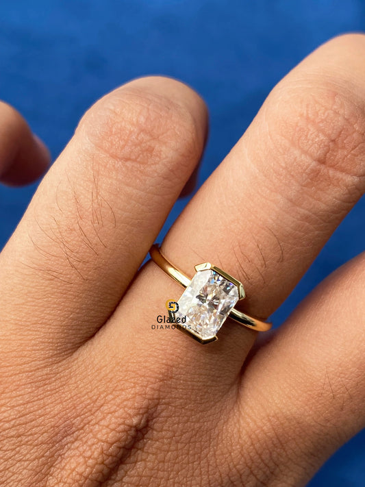 Radiant Half Bezel Set Ring