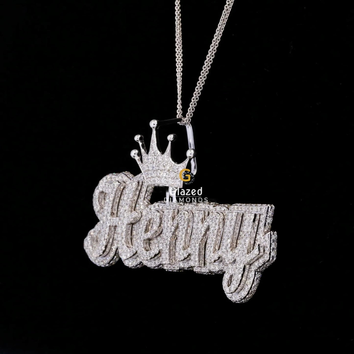 Bust Down Moissanite Diamond Customized Name Iced Out Pendant With Crown