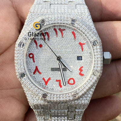 Red Arabic Digit Moissanite Watch