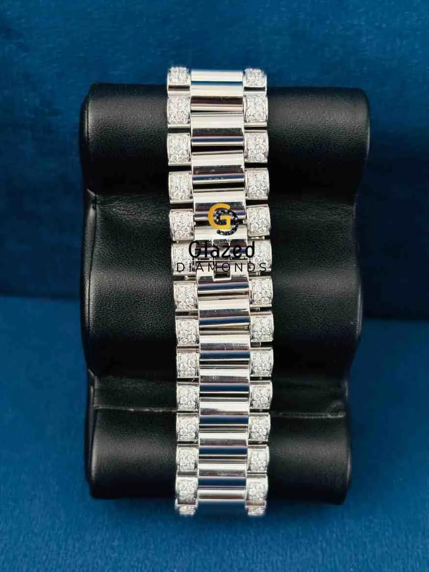 Red Dial Bezel Bar Iced Out Moissanite Hip Hop Watch