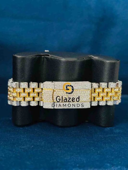 Red Roman Dial Stainless Steel Moissanite Watch