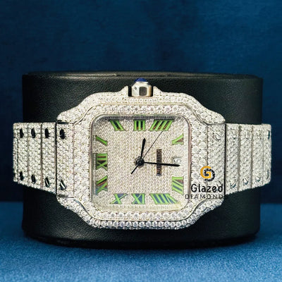 Roman Dial Round Moissanite D Colorless Hip Hop Watch