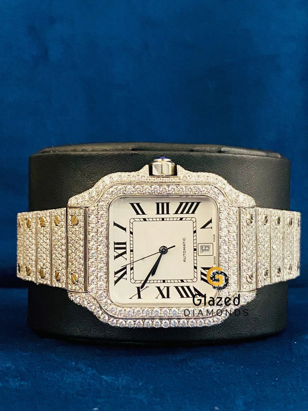 Roman Dial VVs Moissanite Fully Iced Out D Colorless Watch