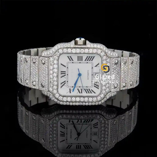 Roman Letter Iced Out Moissanite Waatch