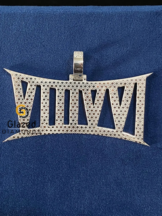 Roman Number Customized Round Moissanite Hip Hop Pendant