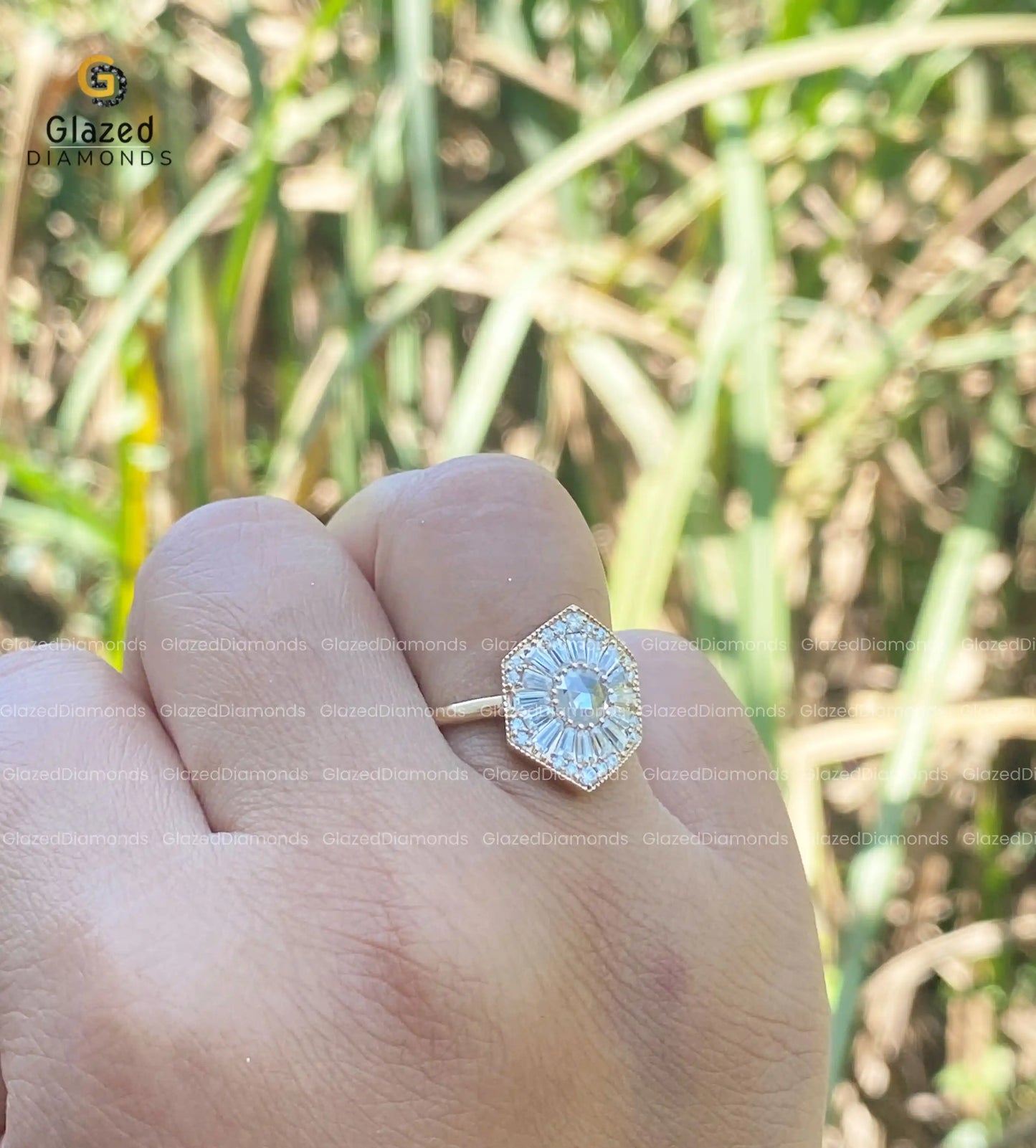 Rose Cut Mosaic Bridal Ring for Anniversary Gifts