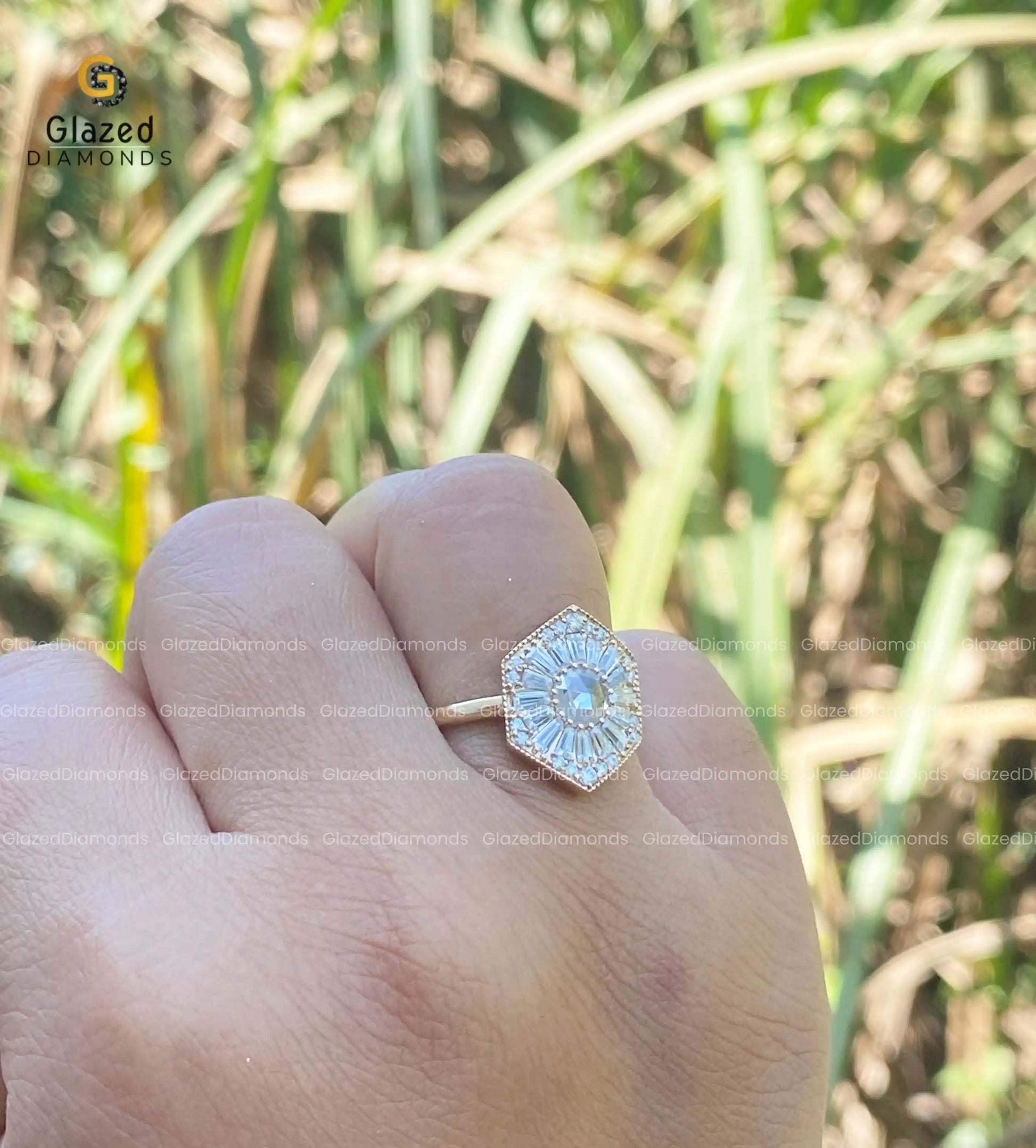 Rose Cut Mosaic Bridal Ring for Anniversary Gifts