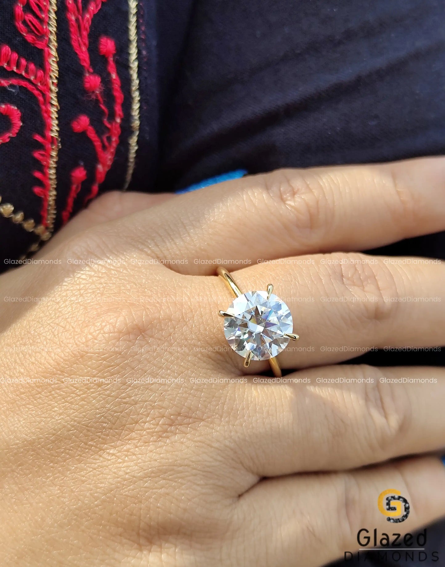 5 CT Round Cut Moissanite Big Diamond Solitaire Engagement Ring