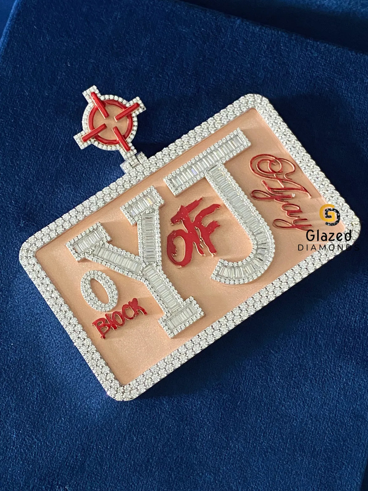 Round_Baguette Custom Enamel Hip Hop Pendant