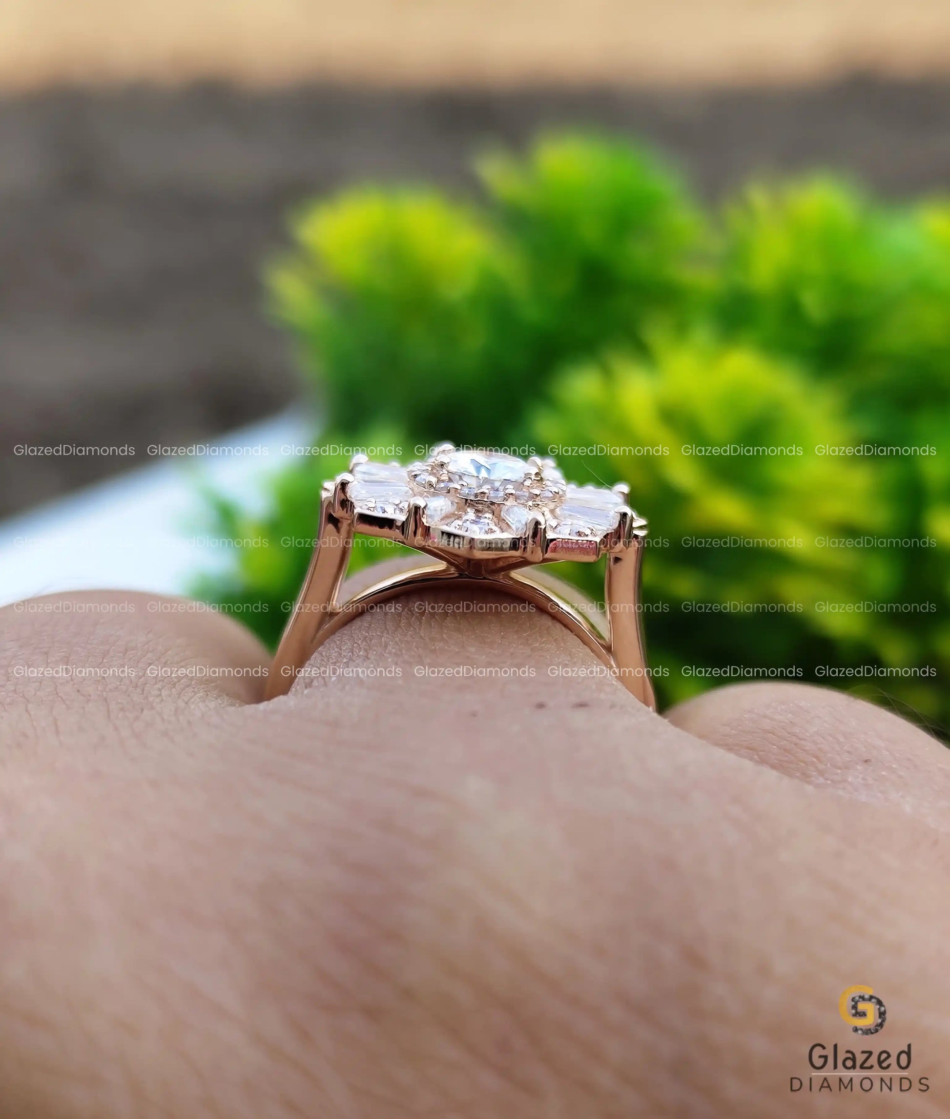 Round Cut_ Tapered Baguette Halo Ring