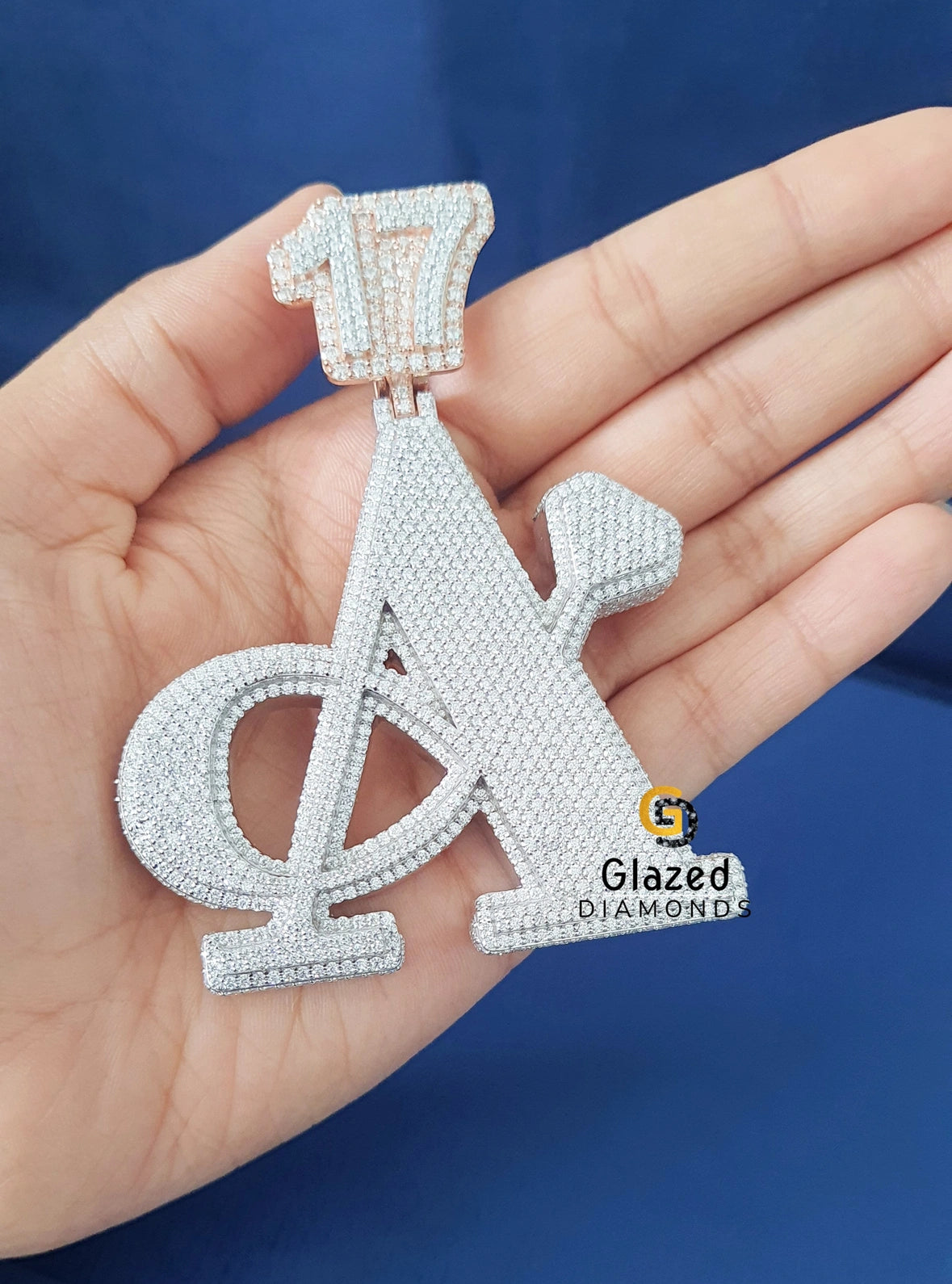 Round Moissanite Bust Down Diamond Studded Pendant