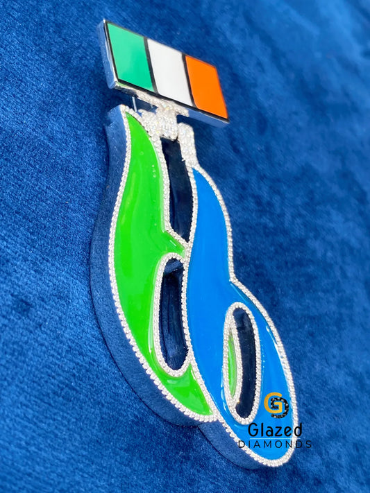 Round Moissanite Custom Enamel Letter Hip Hop Pendant