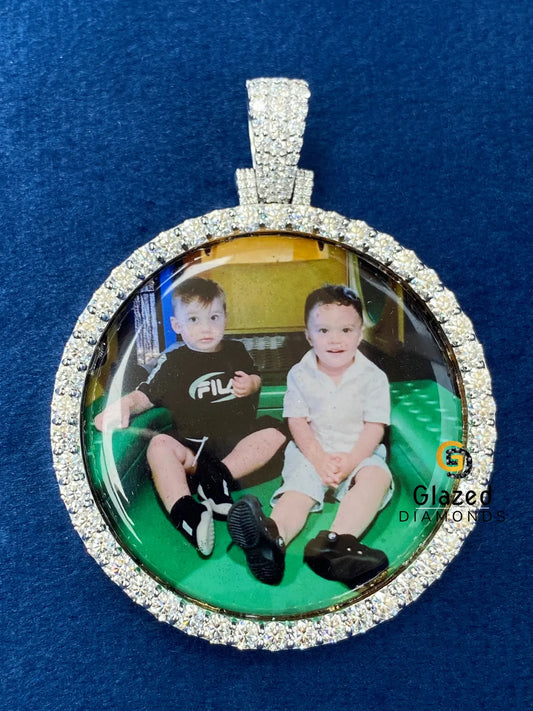 Round Moissanite D Colorless 3D Photo Custom Pendant