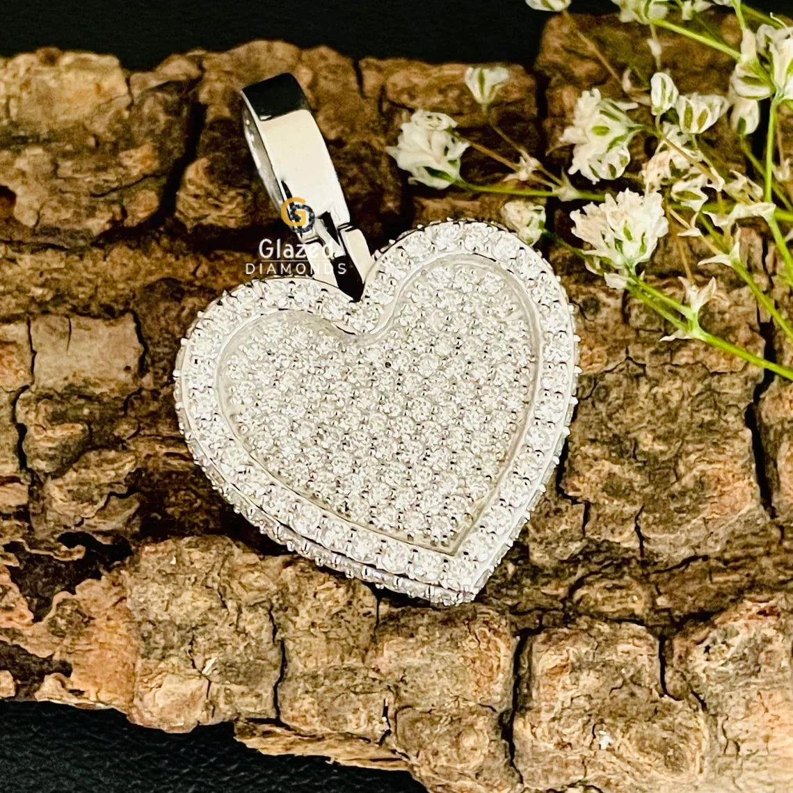 Round Moissanite Diamond Studded Pendant