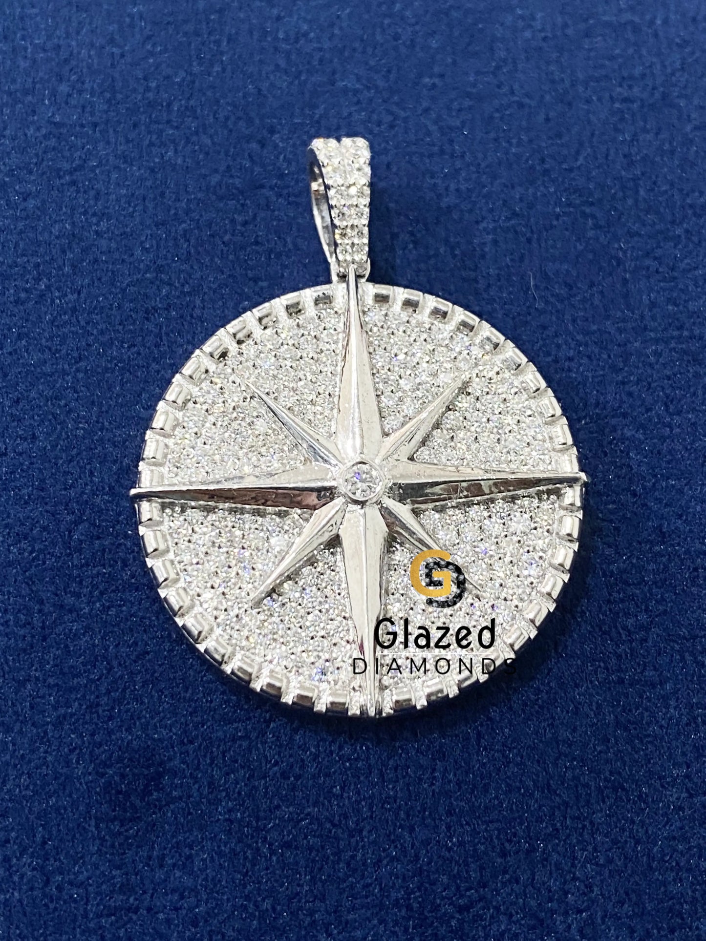 Round Moissanite Hip Hop Compass Pendant For Men