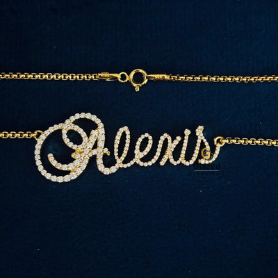 Round Moissanite Name Necklace Pendant