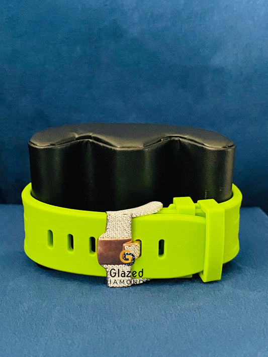 Silicone Neon Strap Two Tone Round Moissanite Watch