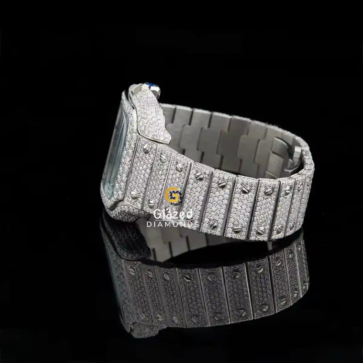 Silver iced Out Watch