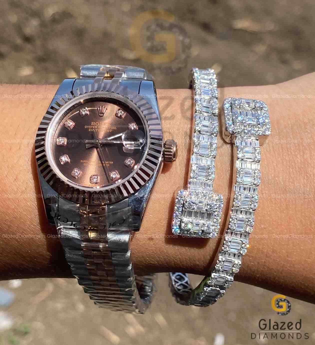 Silver moissanite Cuff bangle bracelet for unisex