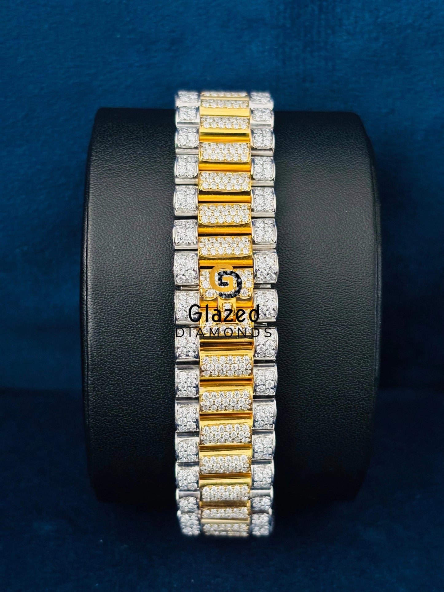 Sky Blue Dial Iced Out Hip Hop Moissanite Watch