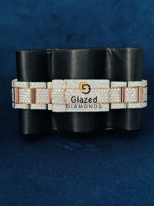 Sky Dweller Dial Two Tone Roman Numerals Moissanite Watch