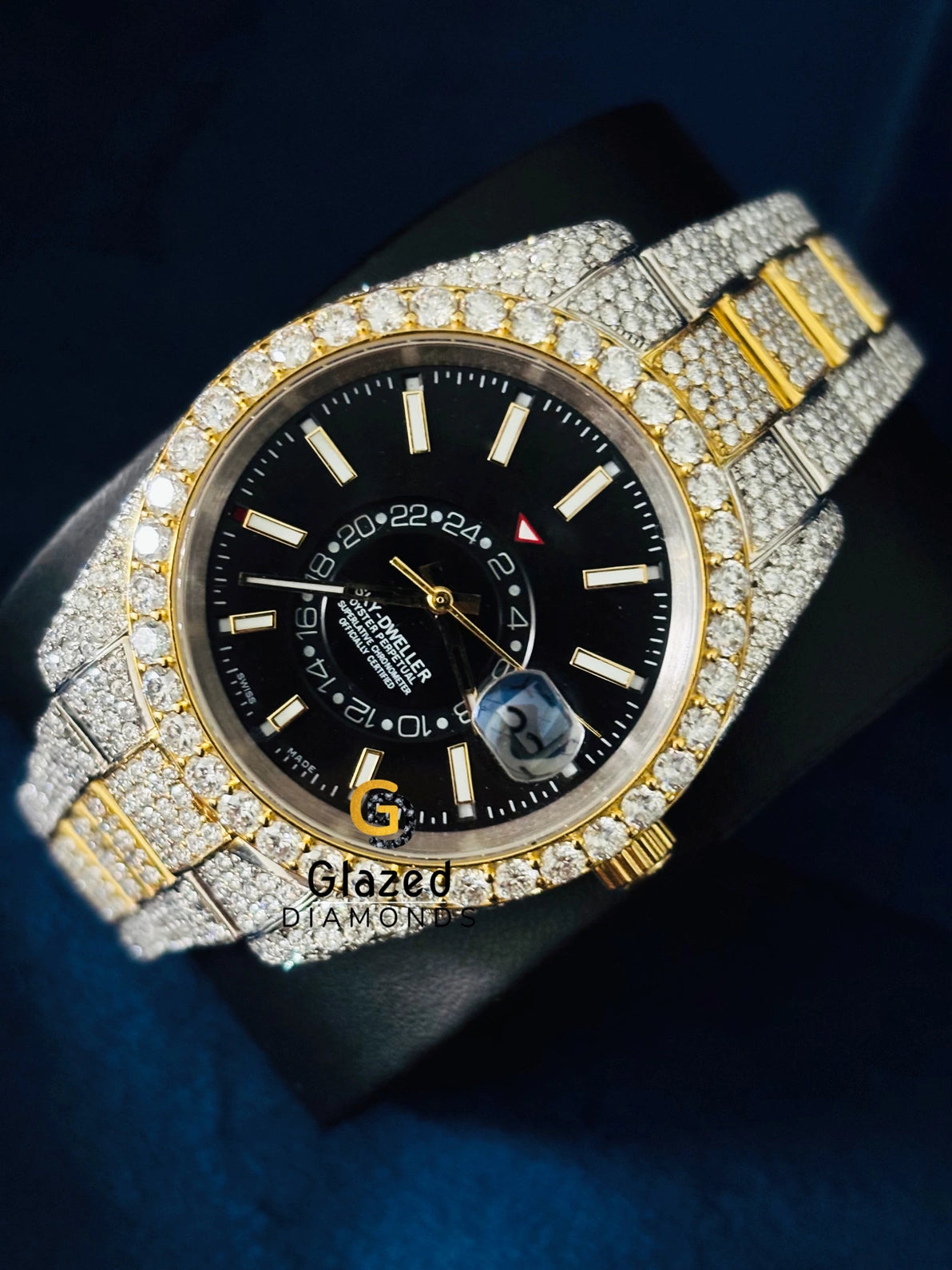 Sky Dweller Stick Dial Two Tone Moissanite Watch