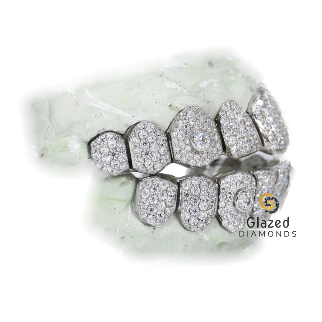 Solid 925 Sterling Silver Diamond Grillz