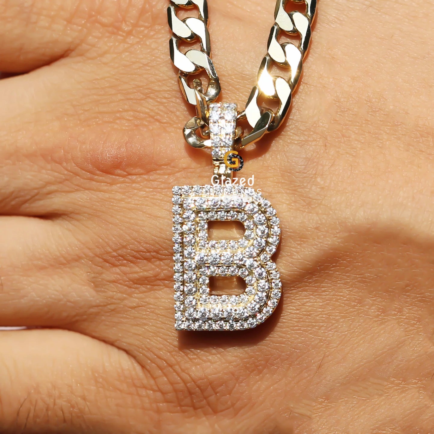 Solid Gold Iced Pendant