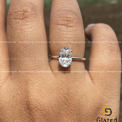 1.5CT Oval Cut Moissanite Solitaire Engagement Ring
