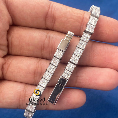 Stainless Steel Princess VVS Moissanite Bracelet