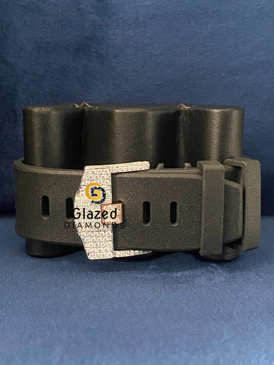 Stick Dial Black Silicone Strap Chronograph Moissanite Watch