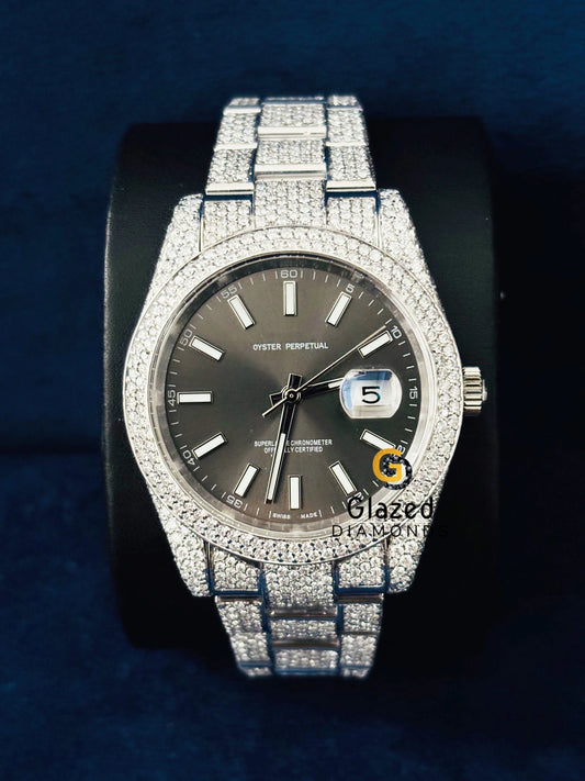 Stick Dial Fully Iced Out D Colorless VVS Moissanite Watch