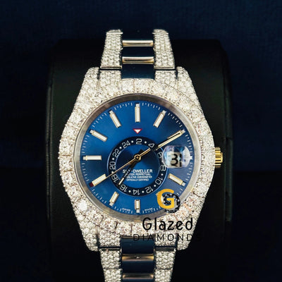 Stick Dial Sky Dweller Iced Out Moissanite Watch