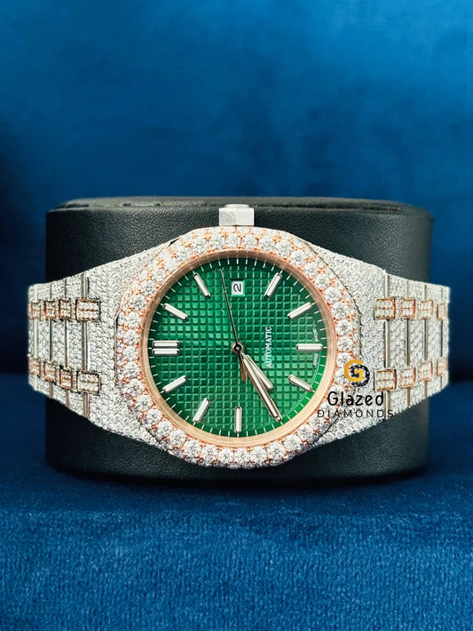 Stick Dial Two Tone Round Moissanite D Colorless Watch