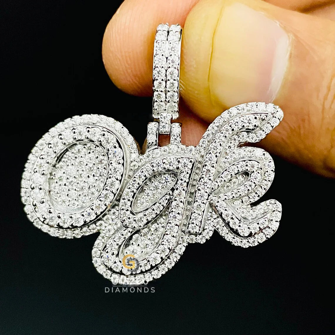 Stylish Cutom Name Diamond Pendant