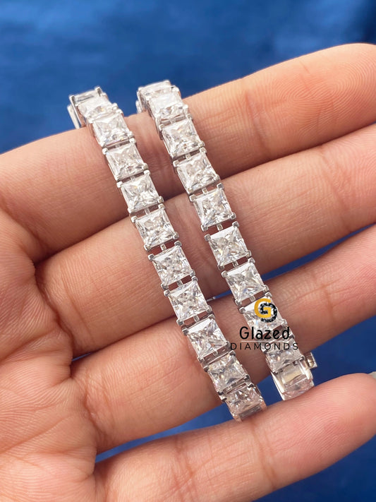 Tennis Link VVs Princess Moissanite Hip Hop Bracelet