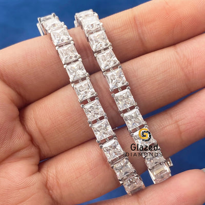 Tennis Link VVs Princess Moissanite Hip Hop Bracelet