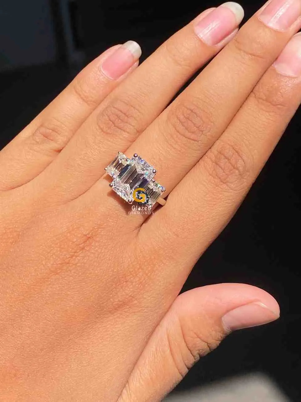 Three Stone Moissanite Ring 4