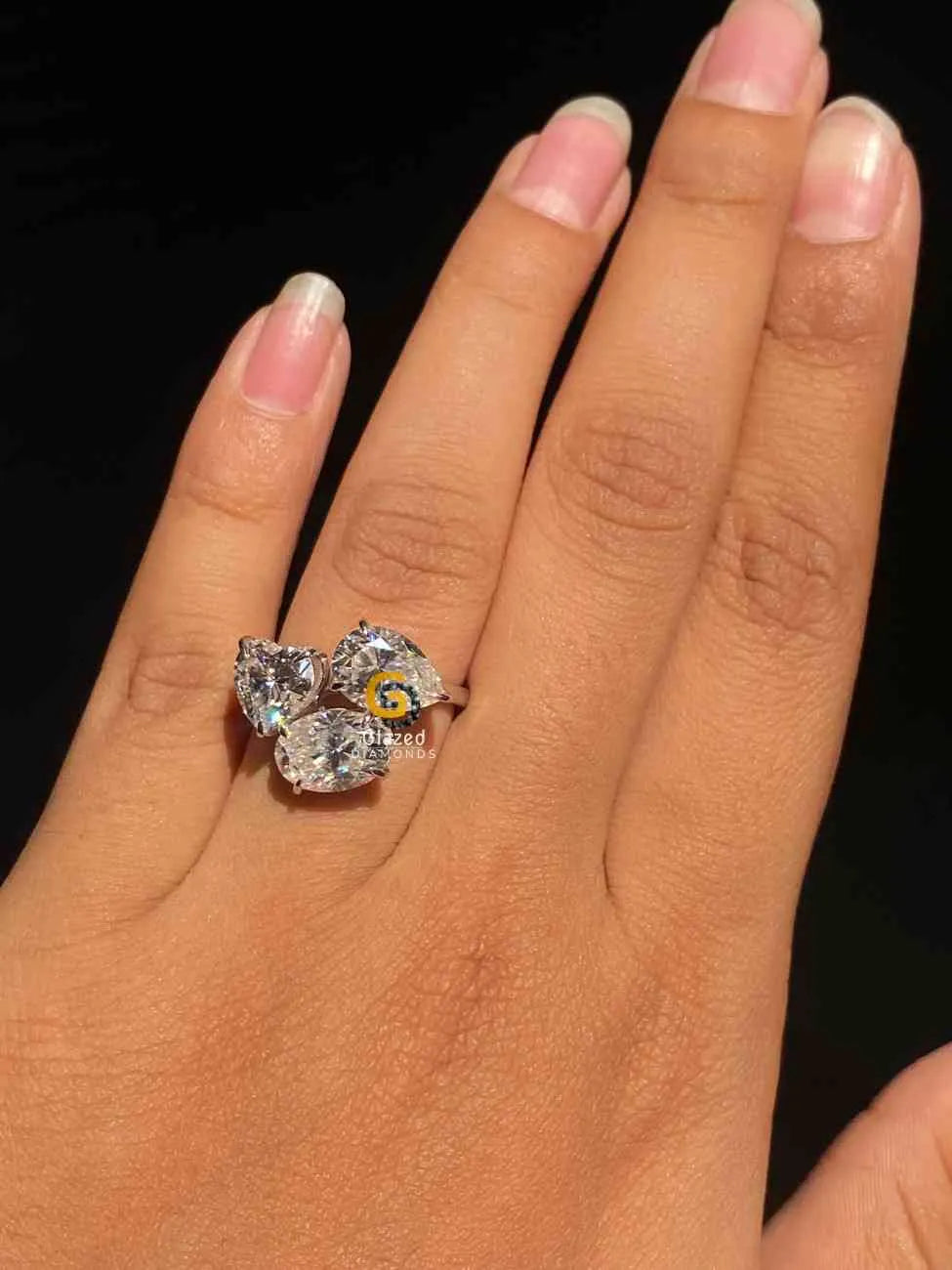 Three Stone Moissanite Wedding Ring For Her