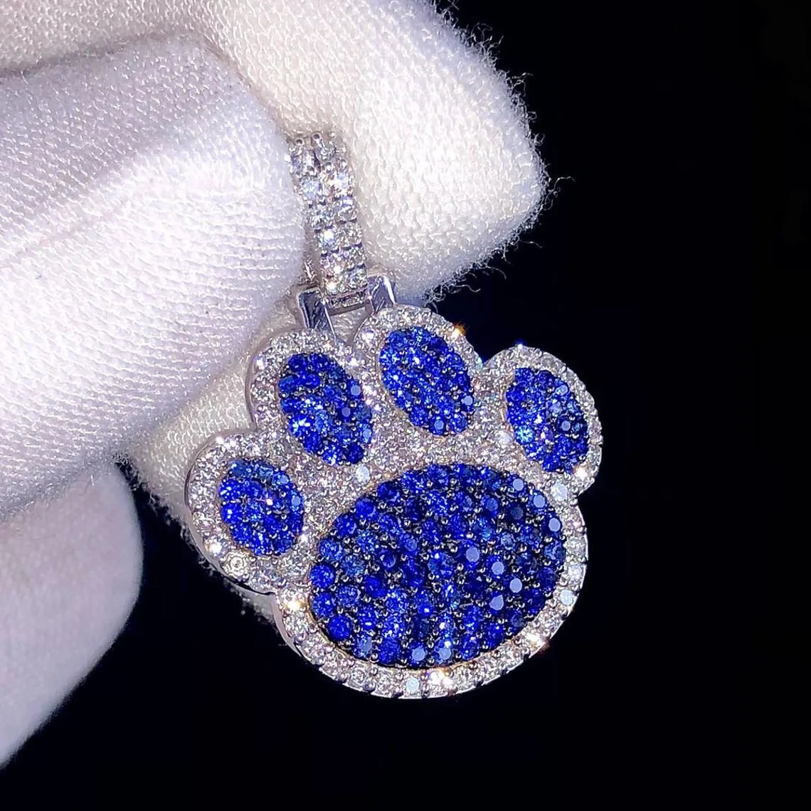 Tiny Dog Paw Moissanite Pendant