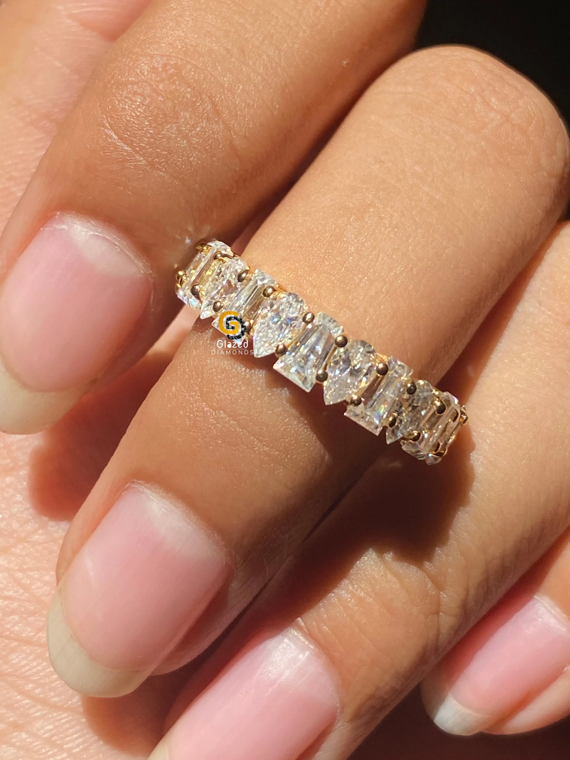 Two Stone Moissanite Band For Her