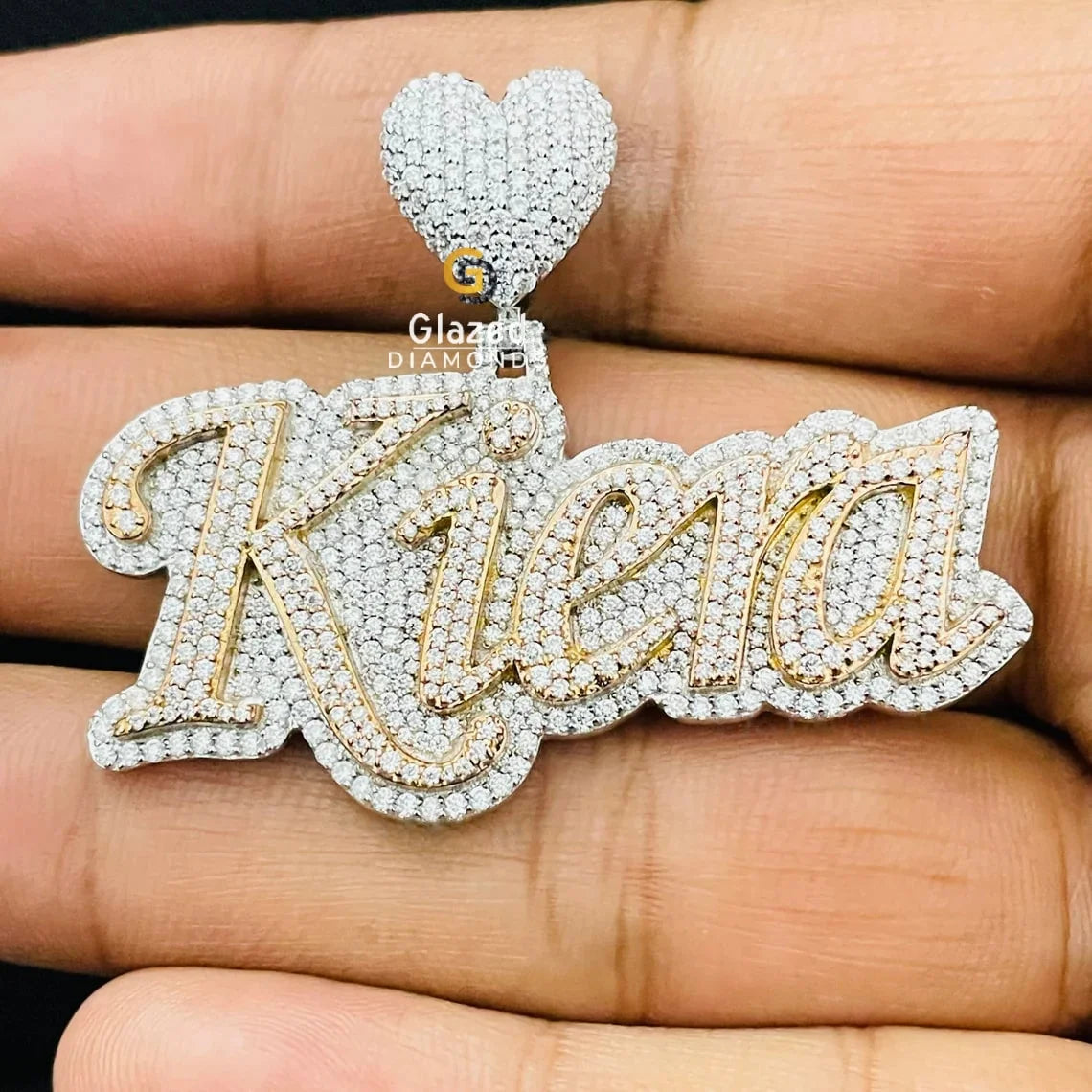 Two Tone Moissanite Name Pendant