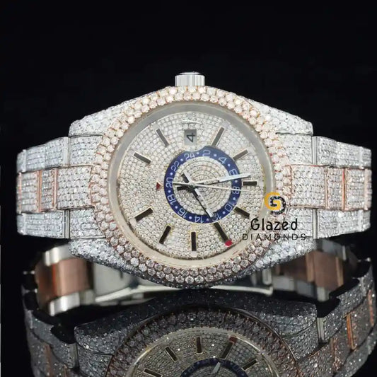 Two Tone Round Moissanite Watch