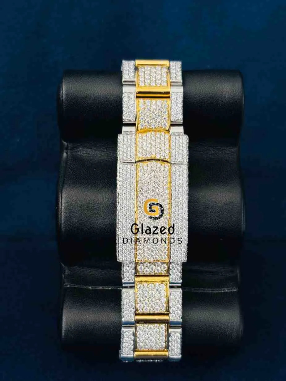 Two Tone Sky Dweller Diamond Studded Moissanite Watch
