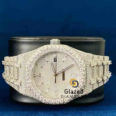 VVS Moissanite Baguette Bar Dial Rapper Moissanite Watch