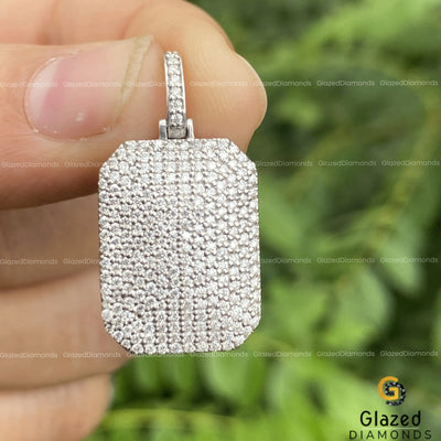 1CTW VVS Moissanite Men's Dog Tag Charm Pendant